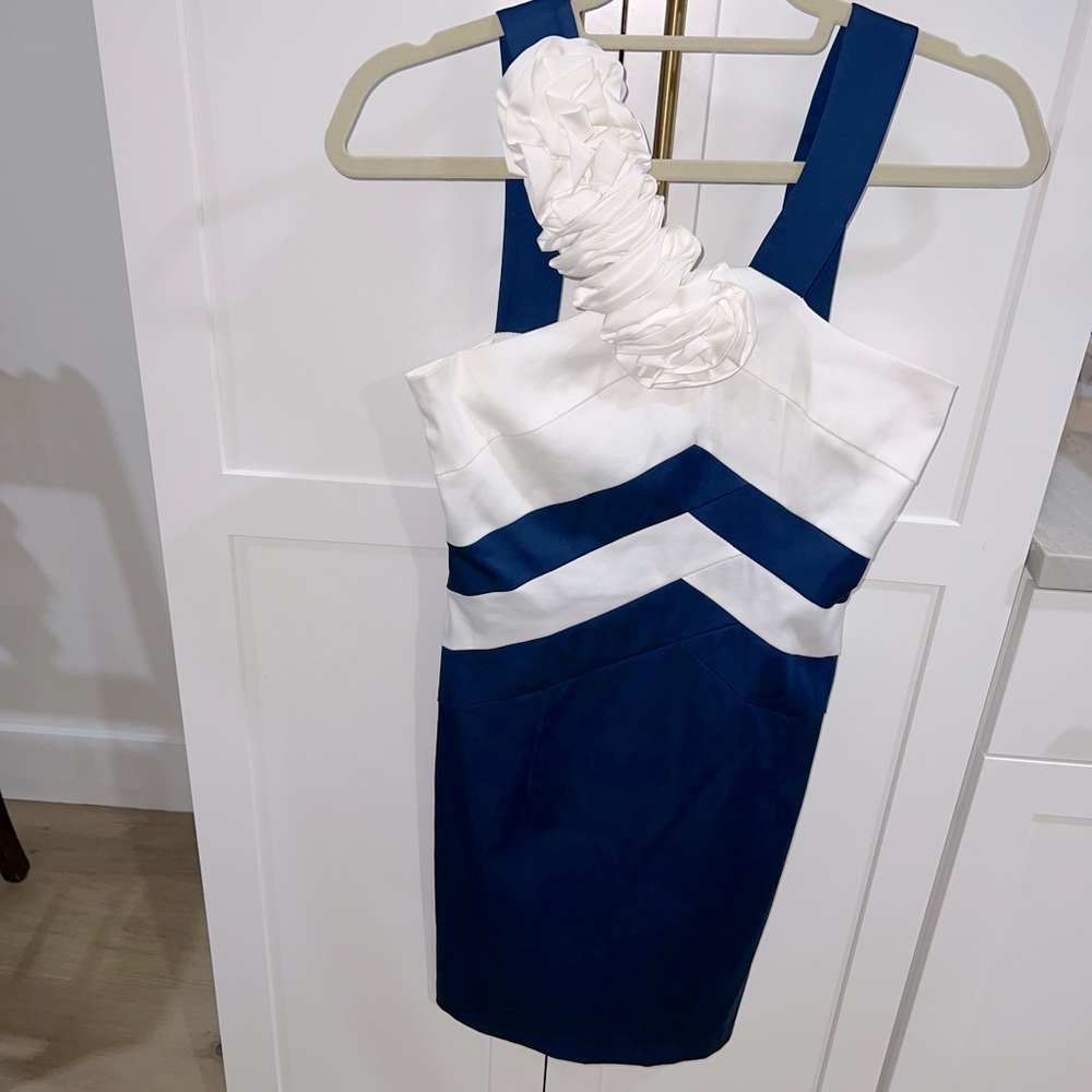C.Luce white and navy formal dress. Worn once size small